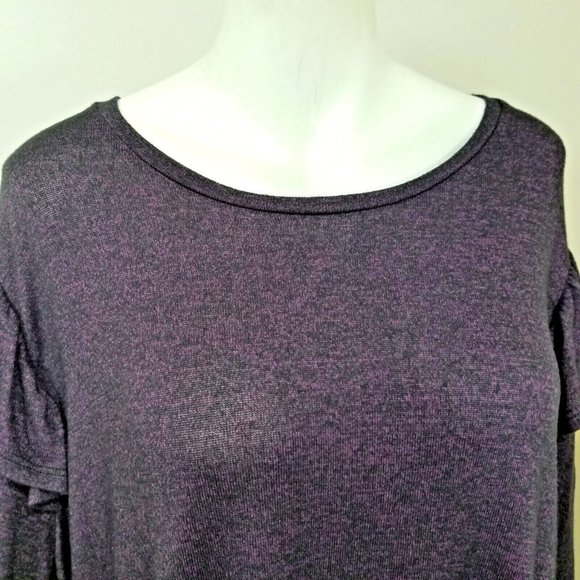 Ava Viv Womens Tunic Top Purple Long Sleeve Ruffle Sleeve Blouse Plus Size 2X - Picture 3 of 9